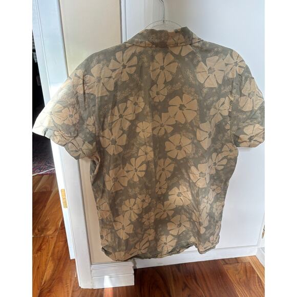 RVCA Floral Button-Up Shirt - Khaki/Green - Men's Large - Short Sleeve - Picture 2 of 3